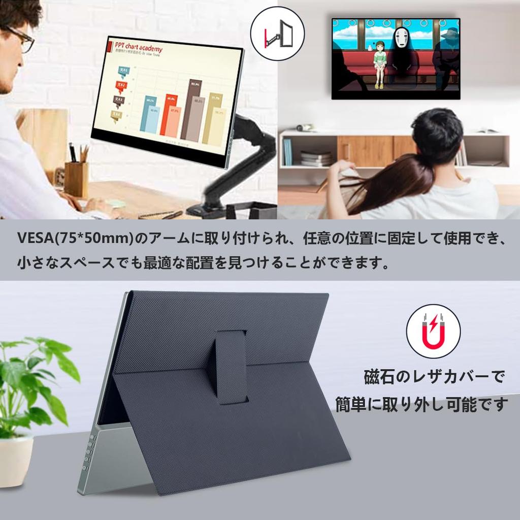 ViewNico Mobile Monitor Inch 4K Touch Panel Mobile Display HDR Gaming Monitor P3 IPS Panel USB Protective Cover Included Lightweight Compatible with