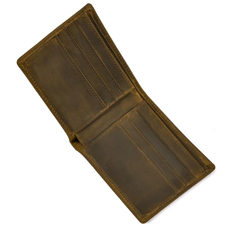 Good Leather Short Wallet Men Male Small Crazy Horse Leather Vintage Purse Slim Wallets Wholesale Bifold Wallets Drop shipping