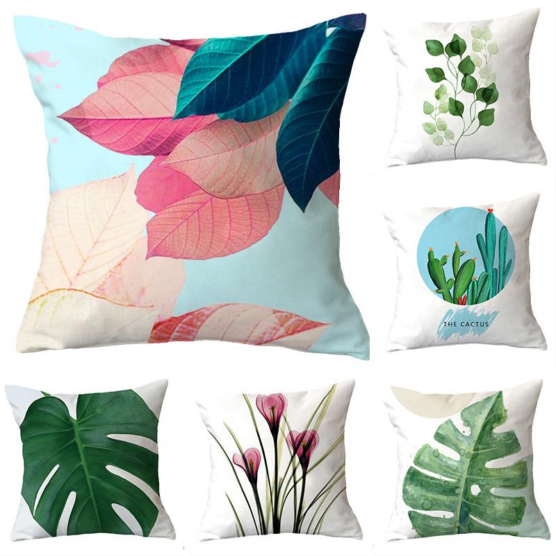 

Ins Pillowcase Simple Green Plant Office Sofa Waist Pillow Nordic Cushion 45 * 45cm (excluding core)