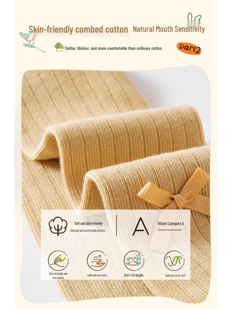 2025 A/W Baby Strampler mit Schleife aus gekämmter Baumwolle - Neugeborene Unifarbene PP-Hose für Frühling/Herbst