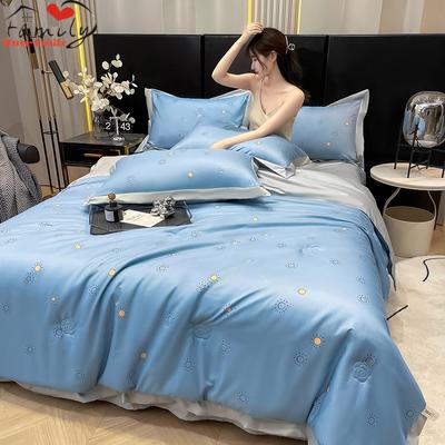 Lenzuolo estivo trapuntato con stampa Ice Silk, trapunte morbide e comode, per letto matrimoniale, lavabile in lavatrice, singolo o matrimoniale, 150x200, 4 pezzi