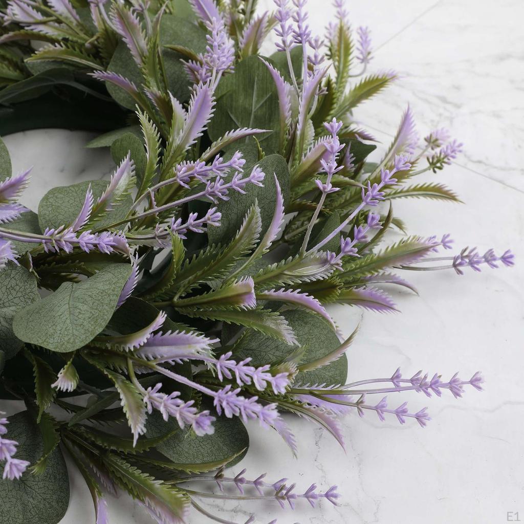 Large Lavender Wreath Artificial Leaves Flower Garland Plant Door Wall Hanging Farmhouse