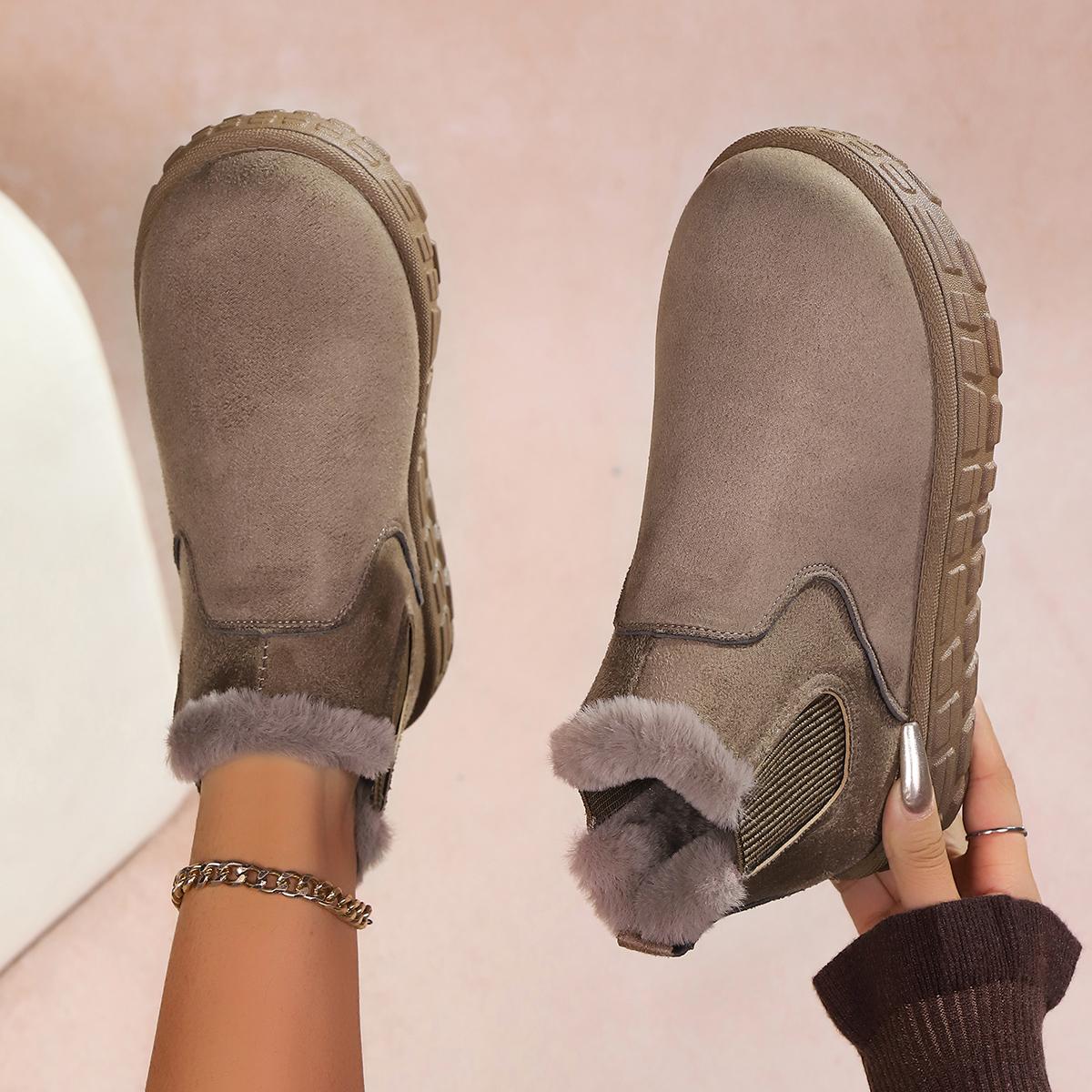 

Fashion Winter Women Short Plush Warm Snow Boots Casual Comfortable Shoes New Suede Fur Chelsea Ankle Boots Flats Platform Ladies Shoes 36 коричневий