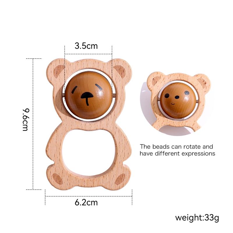 

Baby Wooden Cartoon Bear Rattle Toy Music Soothing Toys Newborn Teeth Chew And Grind Toys BPA-Free Crib Newbaby Christmas Gifts