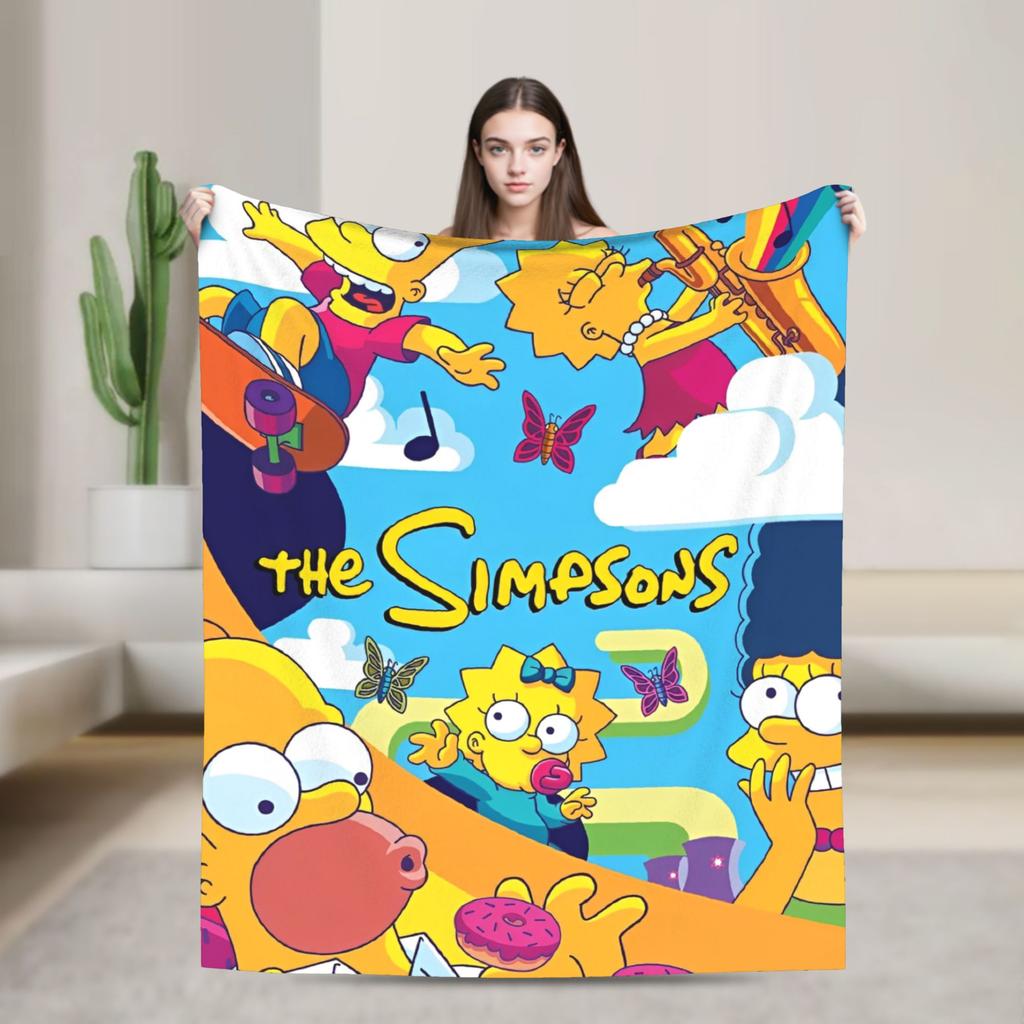 Super Warm Blanket Decorative The Simpsons Cartoon Throw Blanket Flannel Bedspread For Couch Chair Fluffy Sofa Bed Cover