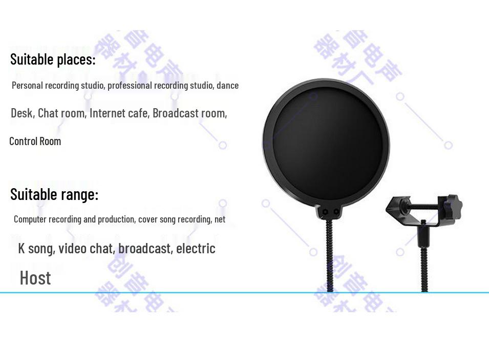 Double Layer Soundproof Anti-Pop Filter for Recording and Live Broadcast Microphones
