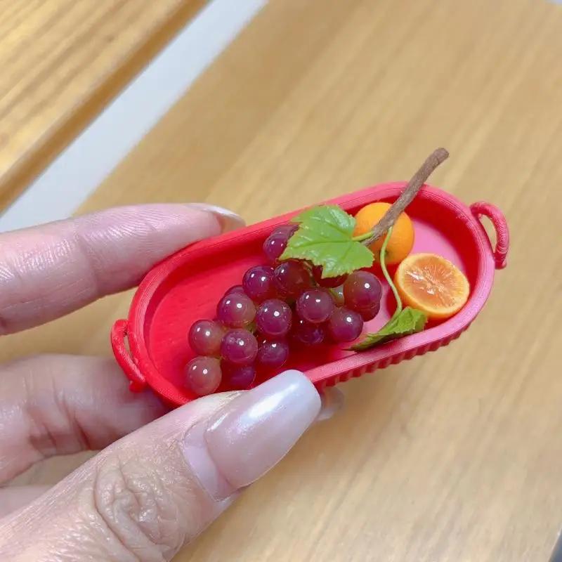 1Pcs Dollhouse Simulation Miniature Elliptical Plate Model Doll House Kitchen Food Play Accessories Scene Decoration Toys