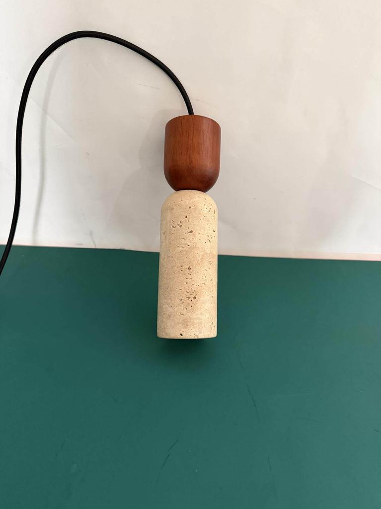 Single-Head Square Small Pendant Vintage Retro Style Modern LED Adjustable Height E27 Travertine Lamp Bedroom Dining