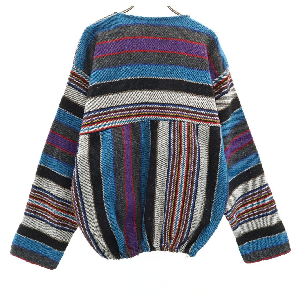 Anni '80 '90 Vecchio Parker Messicano Blu a Maniche Lunghe Pullover da Uomo Usato