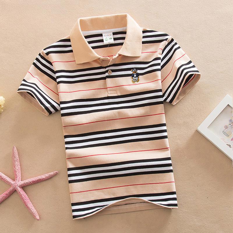 Boys and Girls Short-sleeved T-shirt Summer POLO Shirt Children's Clothing Pure Cotton Korean Style Big Children's Lapel Bottoming Shirt