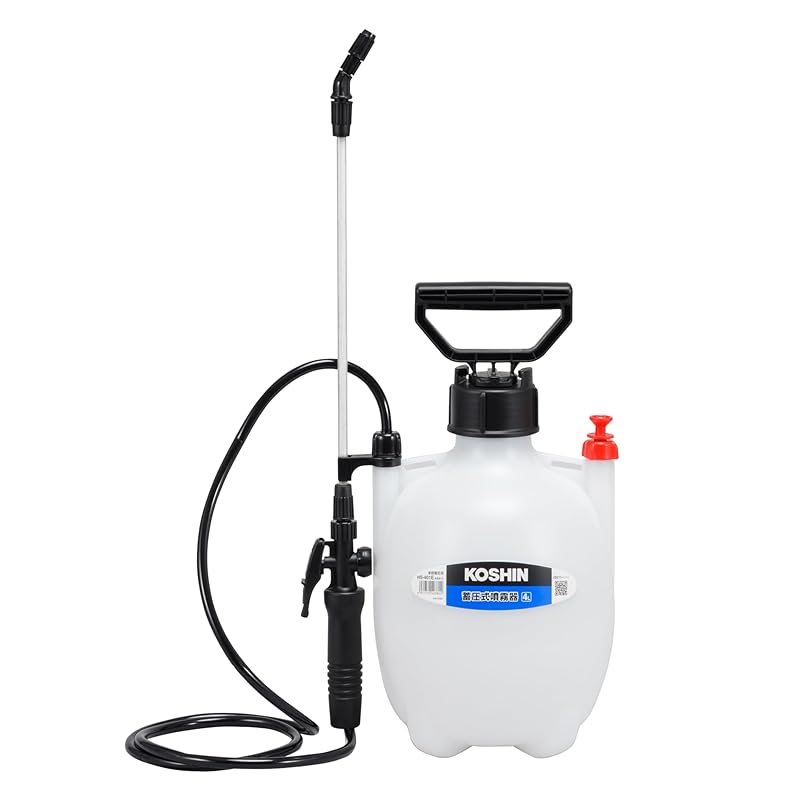 KOSHIN HS-401E Pressurized Sprayer with 4L Tank, Single Nozzle, for Pest Control, Disinfection, and Spraying.
