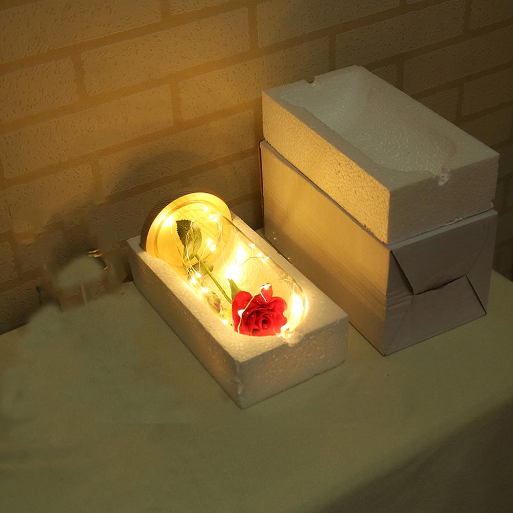 Simulační svítidlo růže květ L-ED se skleněným krytem stolní lampy