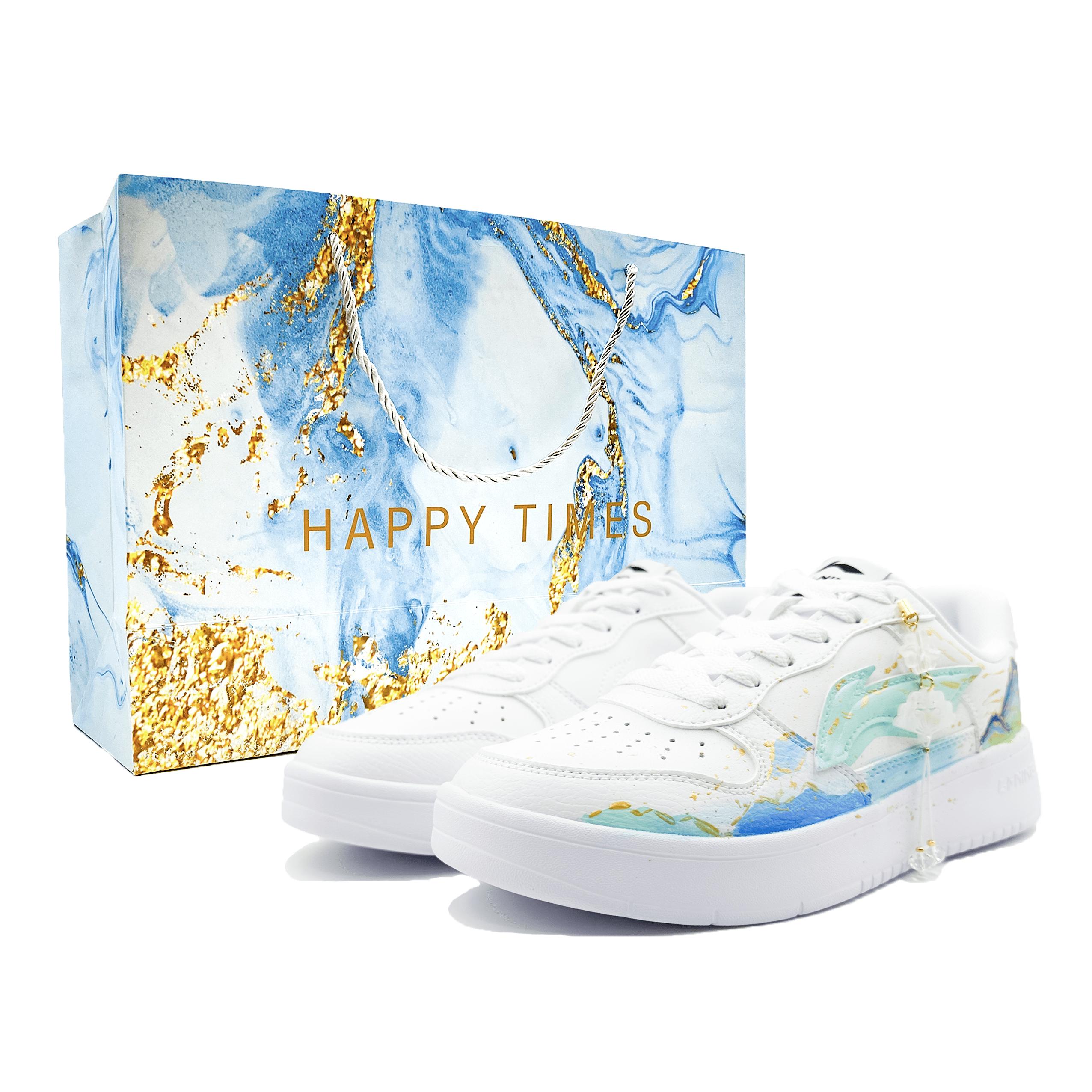

Li Ning Floating Boat Cushioning Abrasion Resistant Breathable Low top Skateboard Shoes Men s White Blue AGCS419-1(Team537-Lucky) 43.5