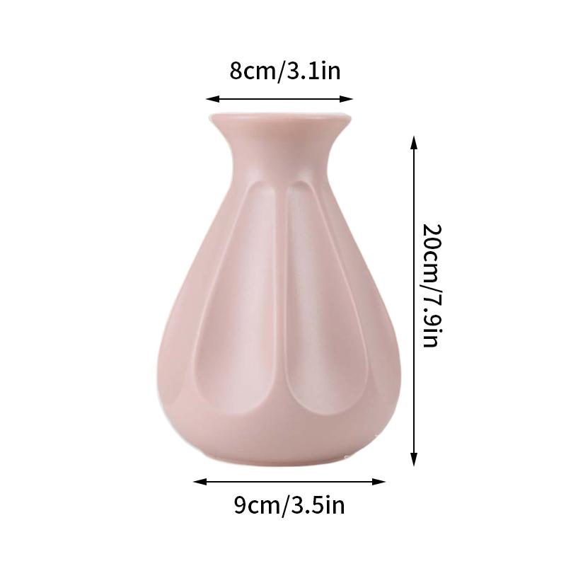 Imitation Ceramic Flower Vase Nordic Solid Color Plastic Dried Plants Vase Flower Arrangement Container Home Living Room Decor