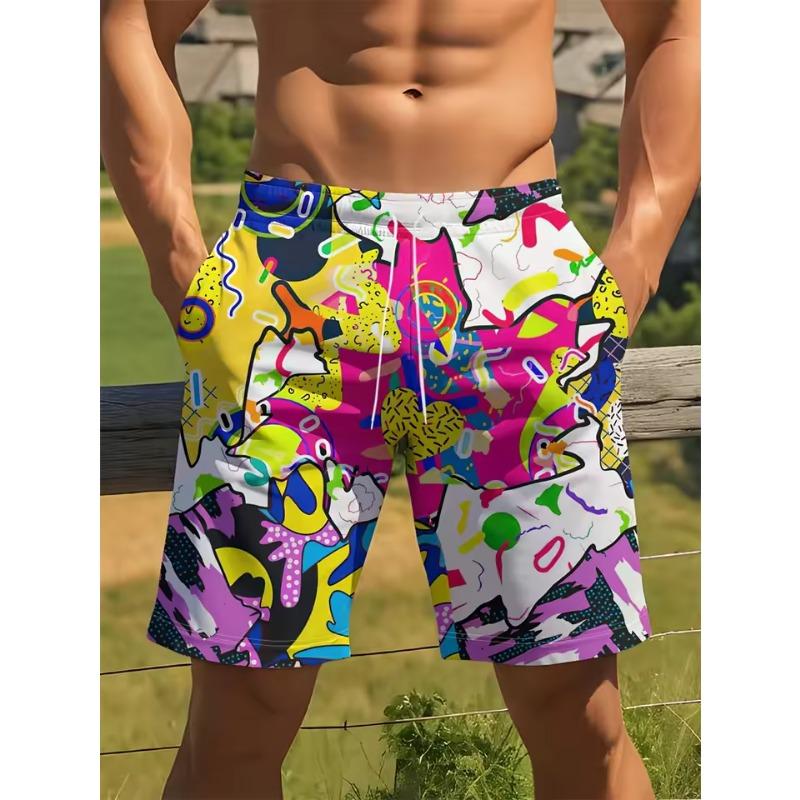 Personality Graffiti Pattern Swim Trunks Men Summer Surf Board Shorts Swimsuit 3D Printed Harajuku Cool Short Pants