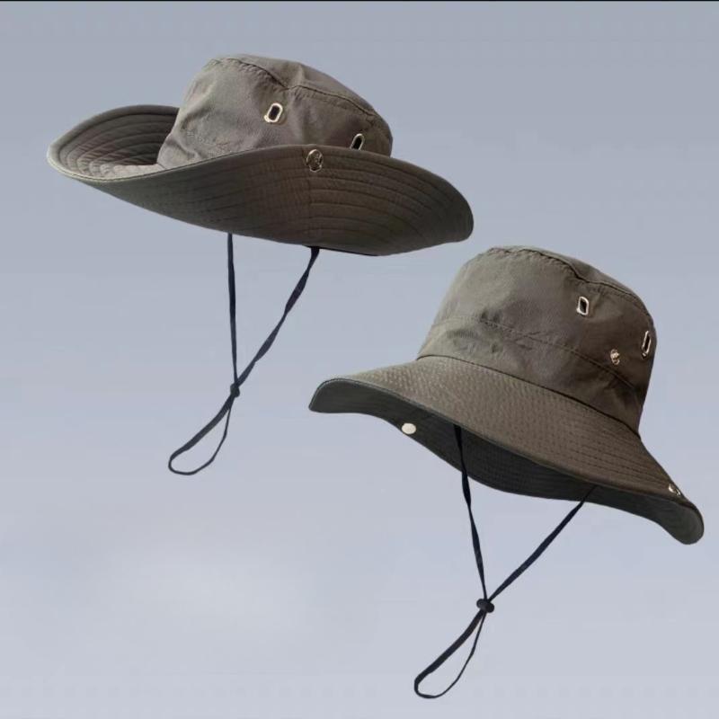 New Folding Men's Wide Brim Sun Hat Waterproof UV Protection Fisherman Hat Bucket Hat for Fishing Hiking Climbing Summer Outdoor