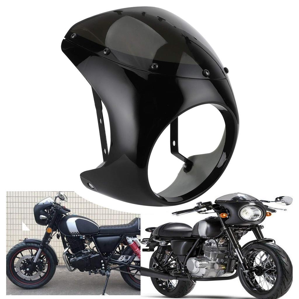 DOACT Headlight Fairing Bikini Cowl Set 7-inch Windproof, Dirtproof, Sturdy, Corrosion-Resistant ABS Material, Bright Black + Black Cover, Easy Instal