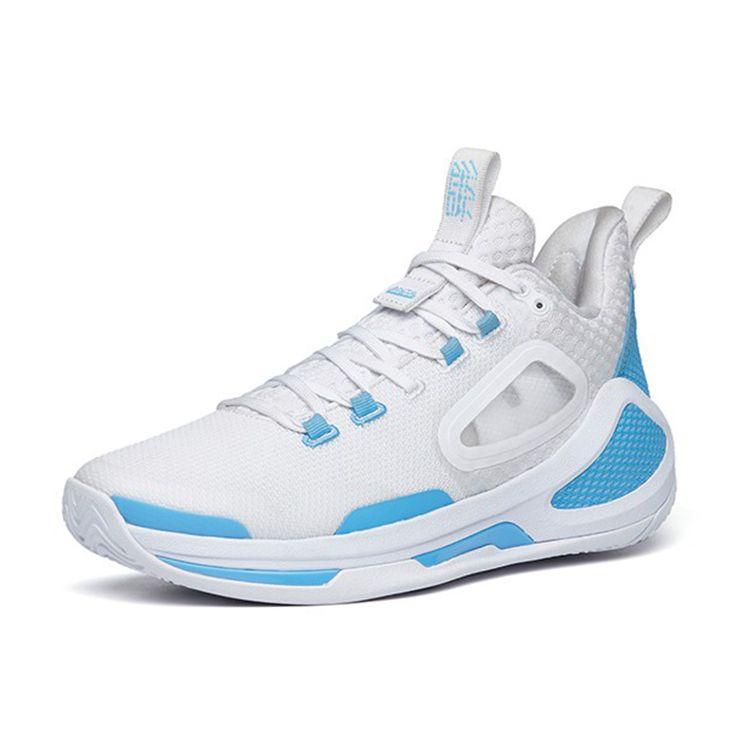 Anta Shape 3 Nitrogen Technology Shock Absorption Non-Slip Wear-Resistant Mid-Top Basketball Shoes Men Sneakers White Blue 112211601-2