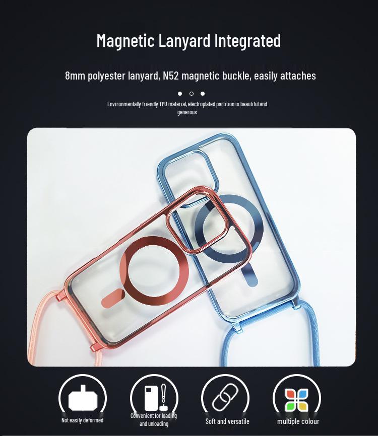 Magnetyczne i galwanizowane etui na iPhone 15 Pro Max ze smyczą