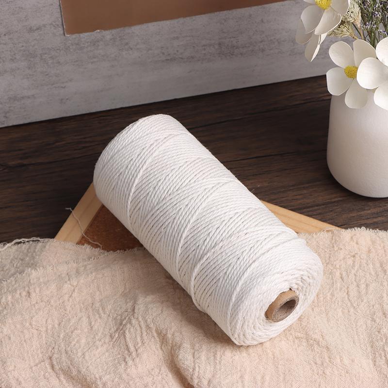 Coarda de bumbac 2Mm * 200M Coarda de bumbac alb Pachet albit Pachet frânghie răsucită poate fi vopsită Tapiserie frânghie bricolaj