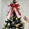Christmas Decorative Plaid Ribbon Bow With Red And Black For Tree Topper Decor