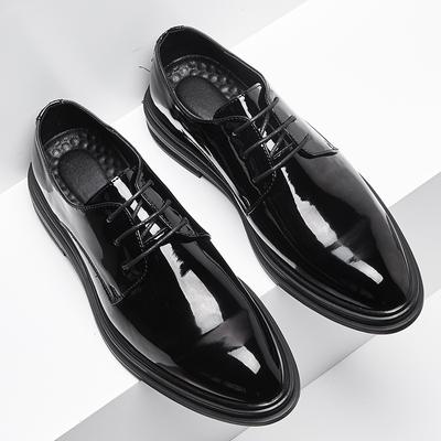 New Korean Version of Men's Shoes Lacquered Business Casual Pointed Leather Shoes Men's Shoes Size 48