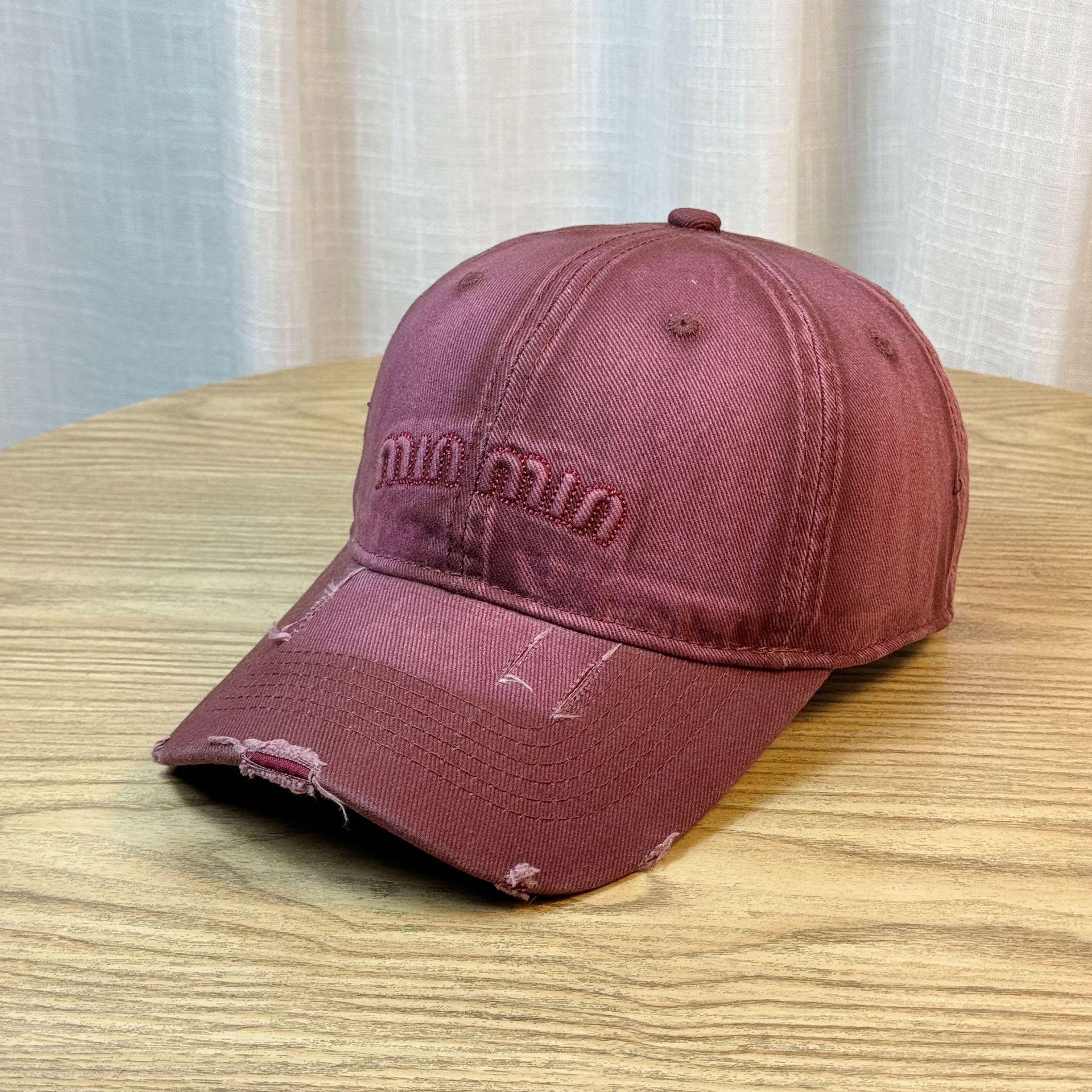 

New Vintage Washed Gradient Baseball Cap for Women Deep High Crown Wide Brim Buckle Curved Visor Slim Fit American Retro Style Adjustable красный