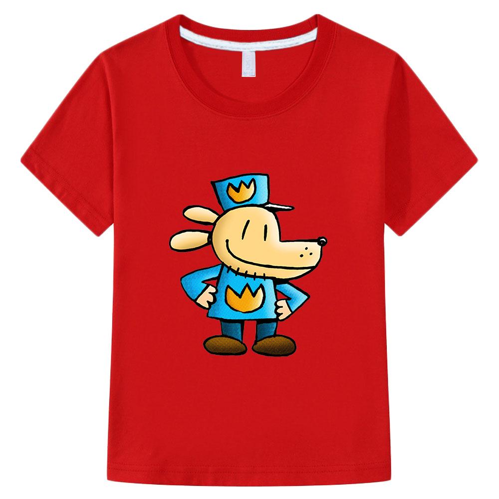 

100% Cotton Dog Man Cartoon Children s T-Shirt Anime Print Kids Tees Cute Boys Girls Tops O-Neck Short Sleeve Summer Toddler 100 красный