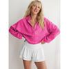 Women's Oversized Fashion V-Neck Hoodie Long Sleeve Pullover Casual Sweatshirt Trendy Autumn Spring Tops
