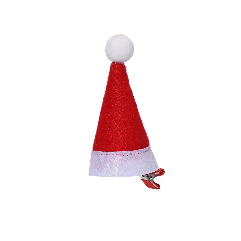 10Pcs New Santa Christmas Hat Clips Red Mini Hair Grips Barrettes Handmade Christmas Photo Decoration Christmas