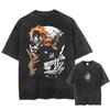 Hot-blooded Anime Bleach Kurosaki Ichigo Graphic Print T-Shirt Men Women Vintage Washed Cotton Summer New Tee Streetwear Y2K Fashion Oversized Top