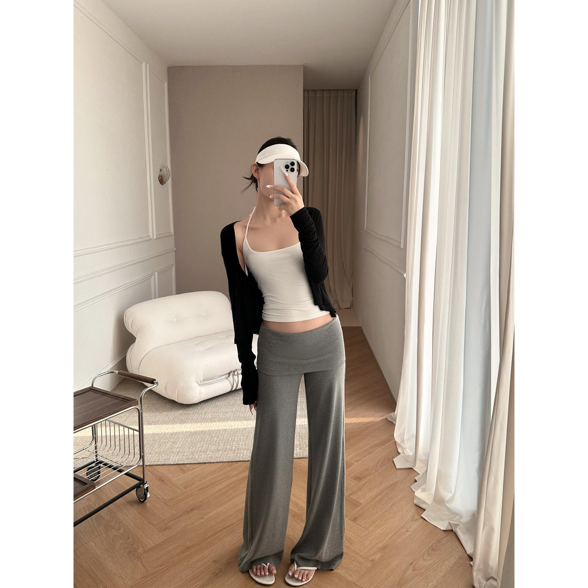 

5werkwen Supermodel Cozy Knit Wide-Leg Pants with Fold-Over High Waistband S