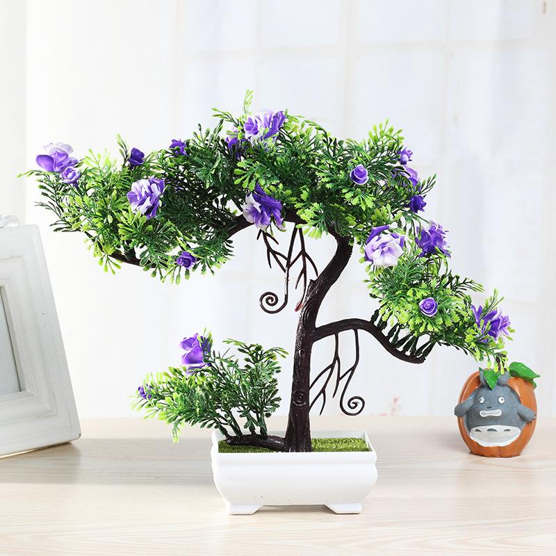 Artificial Plants Potted Bonsai Green Small Tree Plants Fake Flowers Potted Ornaments for Home Garden Decor Party Hotel Decor