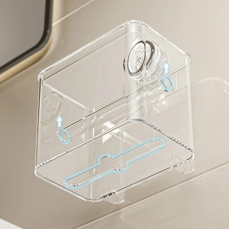 Tragbarer Saugnapf Toilettenpapierhalter Langlebiger Wasserdichter Saugnapf Papierhalter Taschentuchbox für Badezimmer und Schlafzimmer