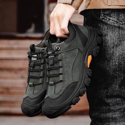FashionMen's Soft Soled Anti-skid Treking Footwear Genuine Leather All-match Sneakers Vintage Style Mens Outdoor Casual Hiking Shoes