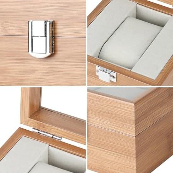 Bamboo watch case storage box collection natural display watches gift one piece parallel import.