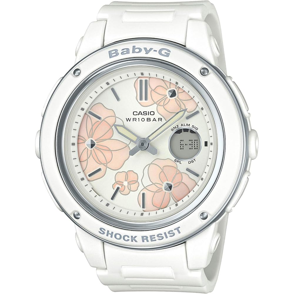 Женские часы Casio Baby-G Серия с цветочным циферблатом BGA-150FL-7AJF, Белые (Официальный японский продукт)