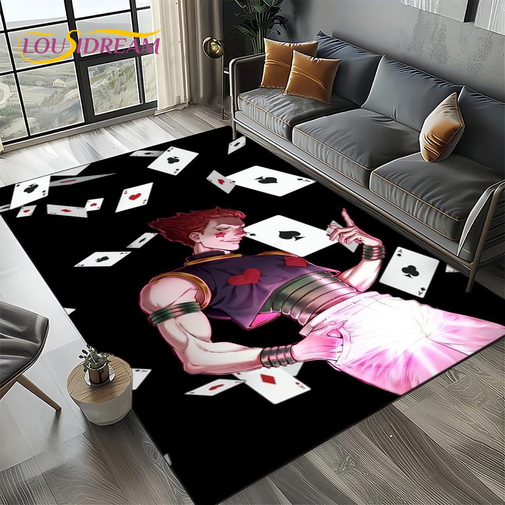Alfombra HxH Anime Hunter×Hunter Dibujos Animados para Dormitorio Sala de Estar Decoración de Sofá del Hogar, Alfombrilla Grande Decorativa Infantil Regalo