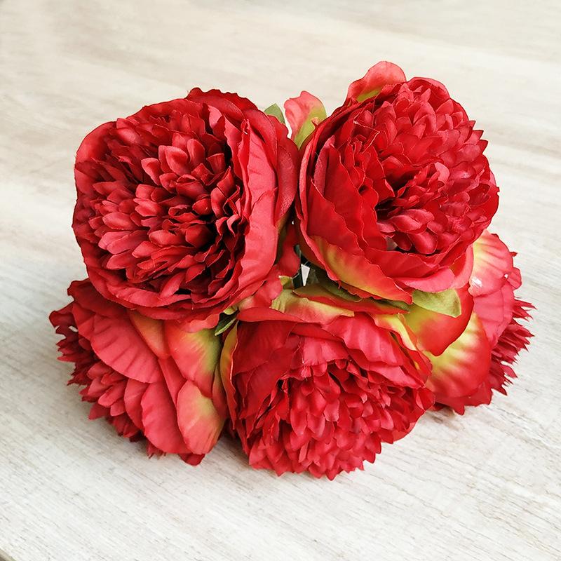 

1pc 5 heads/ bouquet Peony Artificial flowers Home Decor Silk Fake Flower Peonies artificial flowers for Wedding DIY decoration 1pc красный