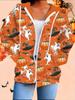 Cardigan à capuche imprimé 3D Halloween Grande taille Automne Hiver Rétro