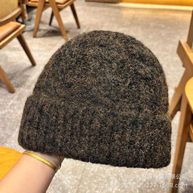Autumn and Winter Warm Atmosphere Twist Knitted Wool Hat Men's and Women's Street Fashion Versatile Mixed Color Pullover Ear Hat