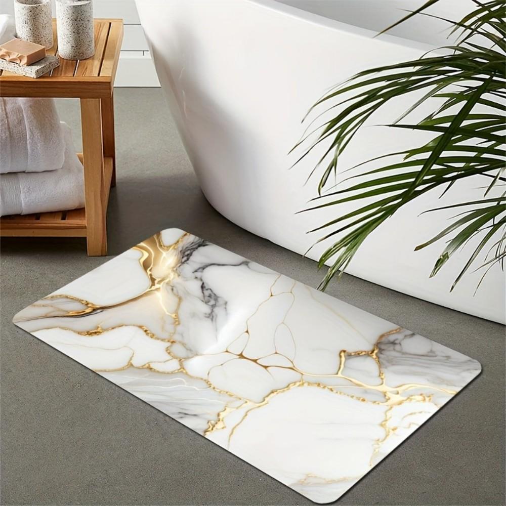 

Luxury Marble-Pattern Doormat for Kitchen, Bedroom, and Living Room Entrances Gold-White Vintage Home Decor Rug 40X60CM(1.3X2FT