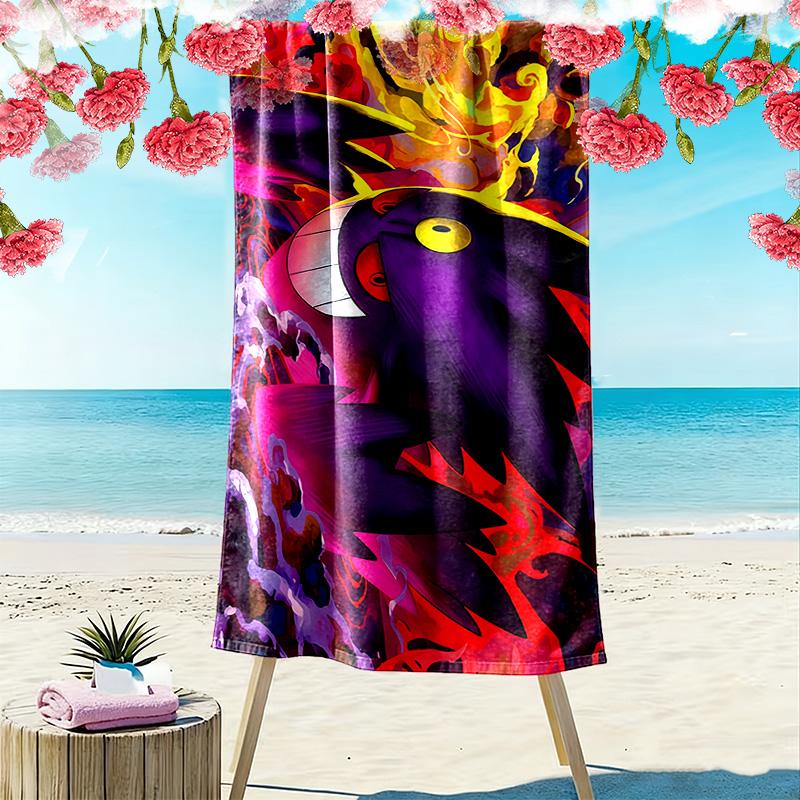 Gengar Print Beach Towel, Large Soft Quick Dry Towel for Beach Camping Swimming