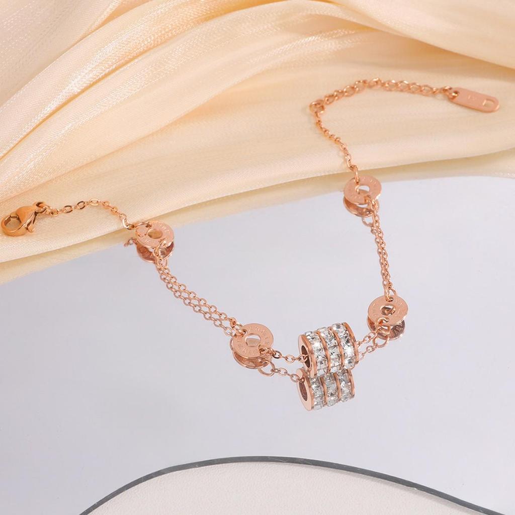 Korean Fashion Titanium Steel Diamond Inlaid Women's Luxury Bracelet