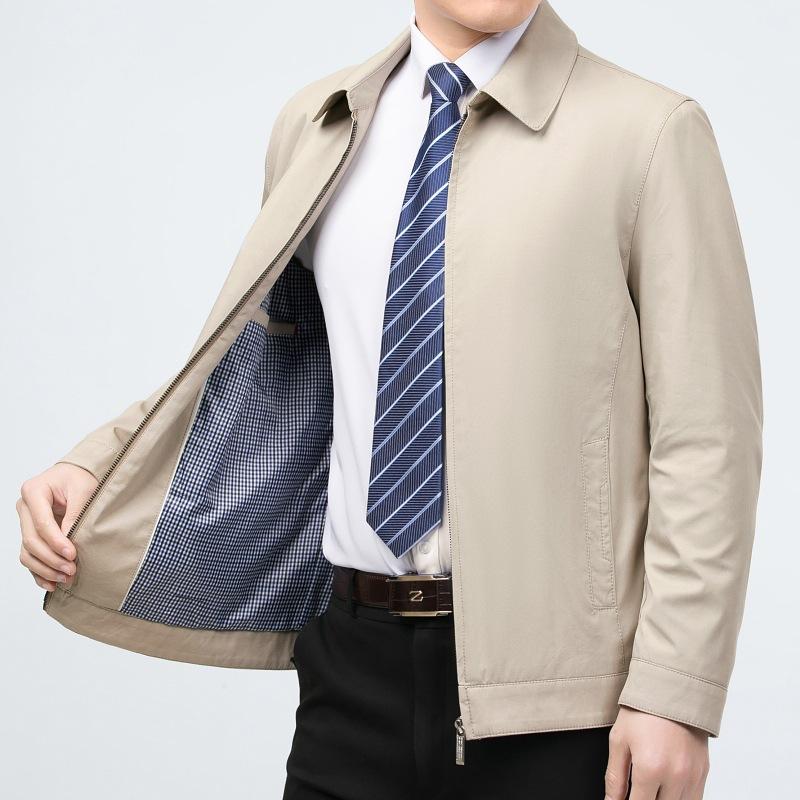 Frühlings- und Herbst-High-End-Jacke Herren Mittleren Alters Baumwolle Locker Reversjacke Herren Casual Papa-Kleidung Business-Jacke Oberteil