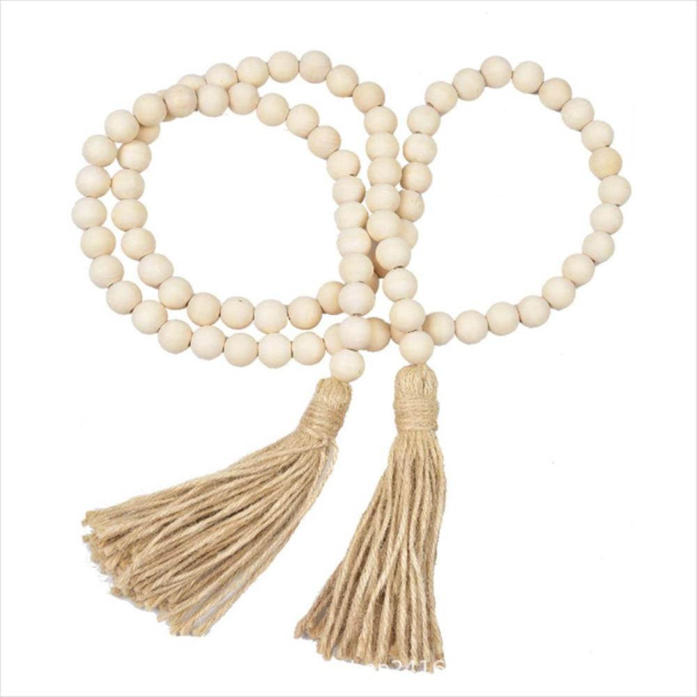 DIY Handmade Jewelry Accessories Log Color Wood Beads Hemp Rope Fringed String Home Decoration Pendant Handicraft Decoration