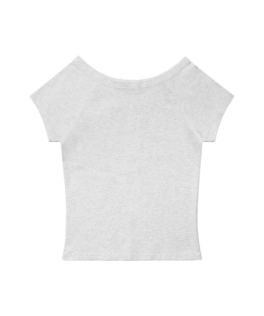 FANCY CLUB Imperial Boatneck Top (White Melange) F26Qb082