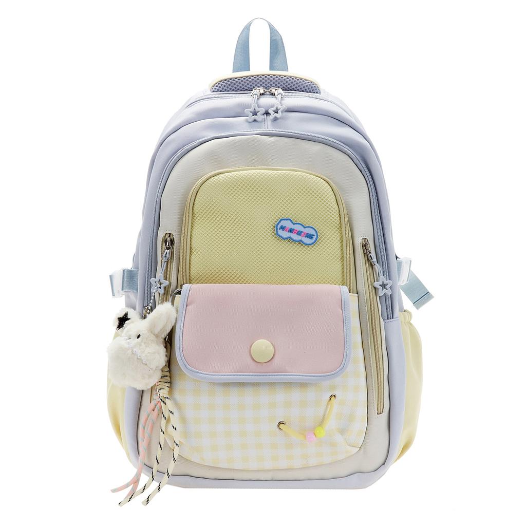 Schoolbag Schoolbag Female Korean High Value Ins New Dopamine Contrasting Color College Style Primary and Secondary School Students 1-1 Grade Backpack