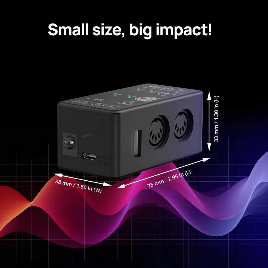 CME H2MIDI Pro Advanced USB Host MIDI Interface with and Dual Power Modes Smallest Maximum Functionality for Guitarists and Producers - Router,