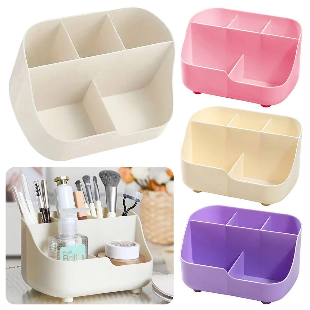 1Pcs New 5-Grids Pen Holder Large Capacity Plastic Makeup Brush Holder Multifunctional Storage Bucket